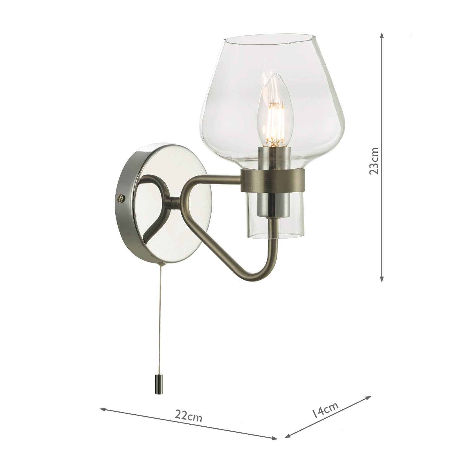 Keta Wall Light Satin Chrome Glass