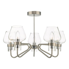 Keta 5 Light Semi Flush Satin Chrome & Polished Chrome