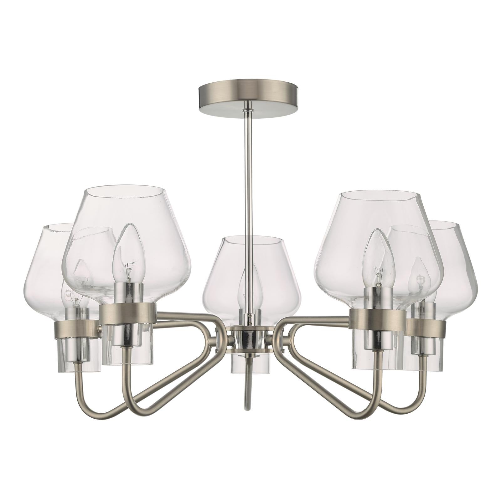 Keta 5 Light Semi Flush Satin Chrome & Polished Chrome