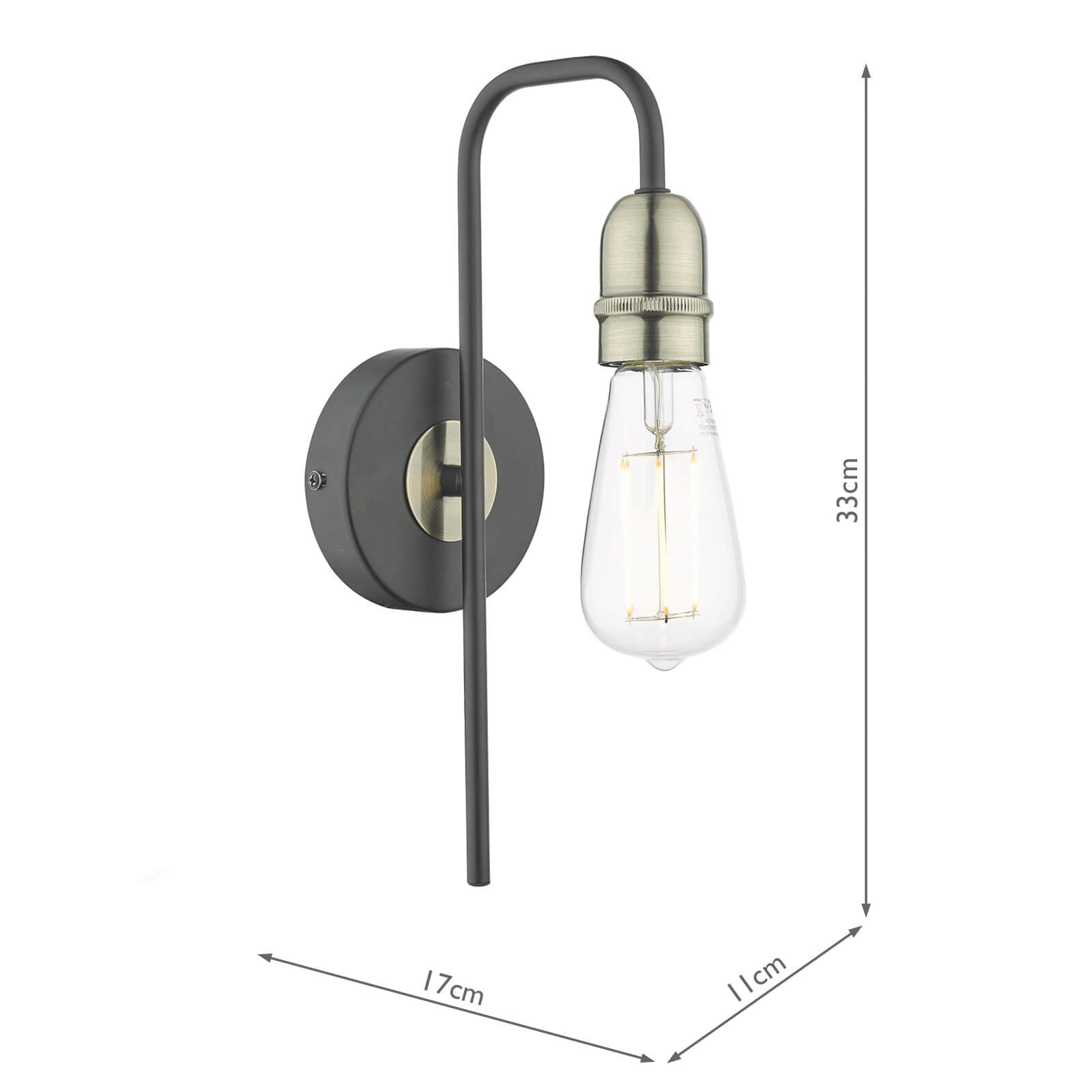 Kiefer Wall Light Black & Antique Brass