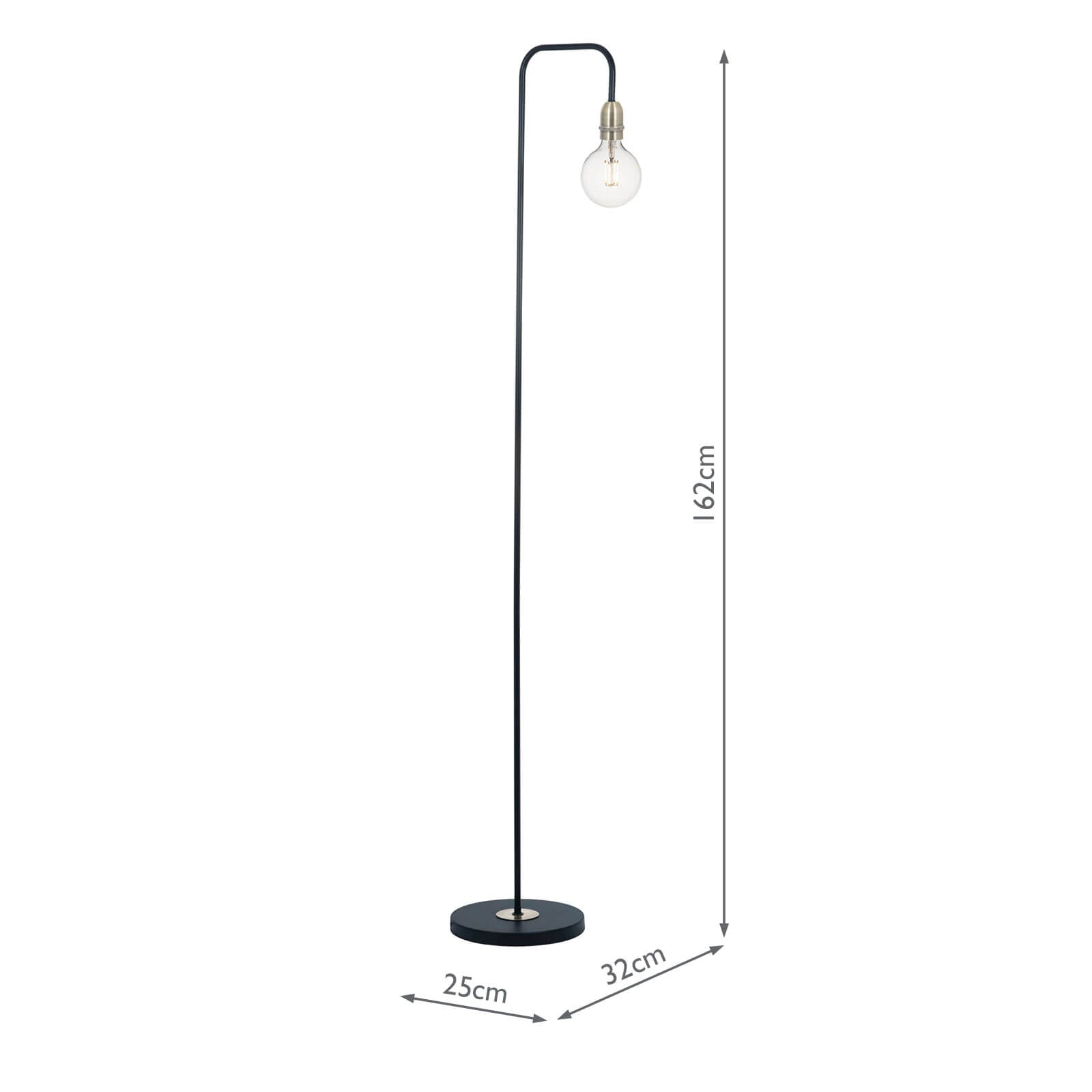 Kiefer Floor Lamp Black & Antique Brass