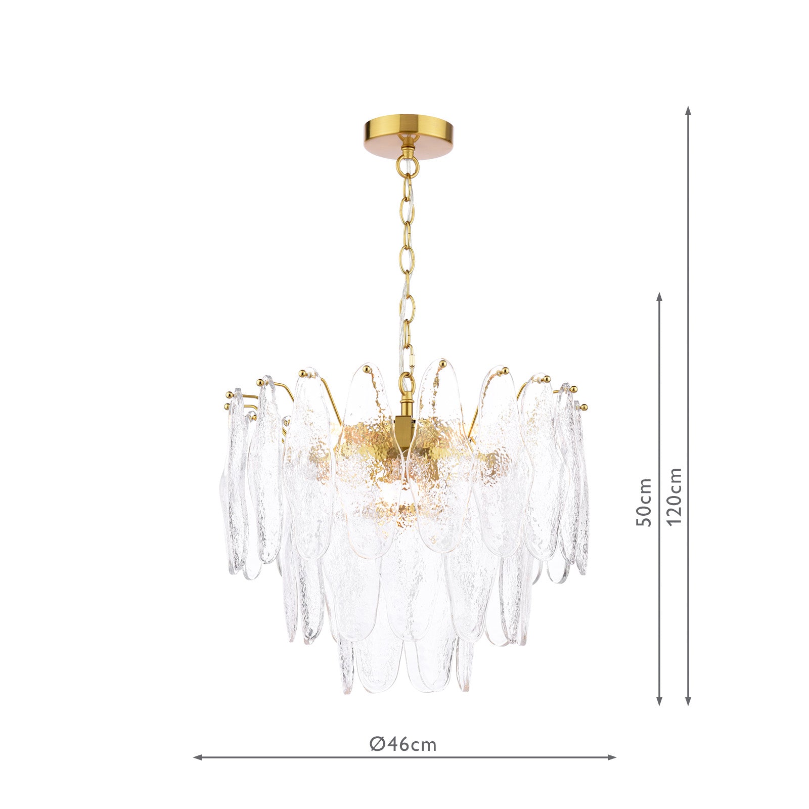 Kimmia 6 Light Pendant Natural Brass and Textured Glass
