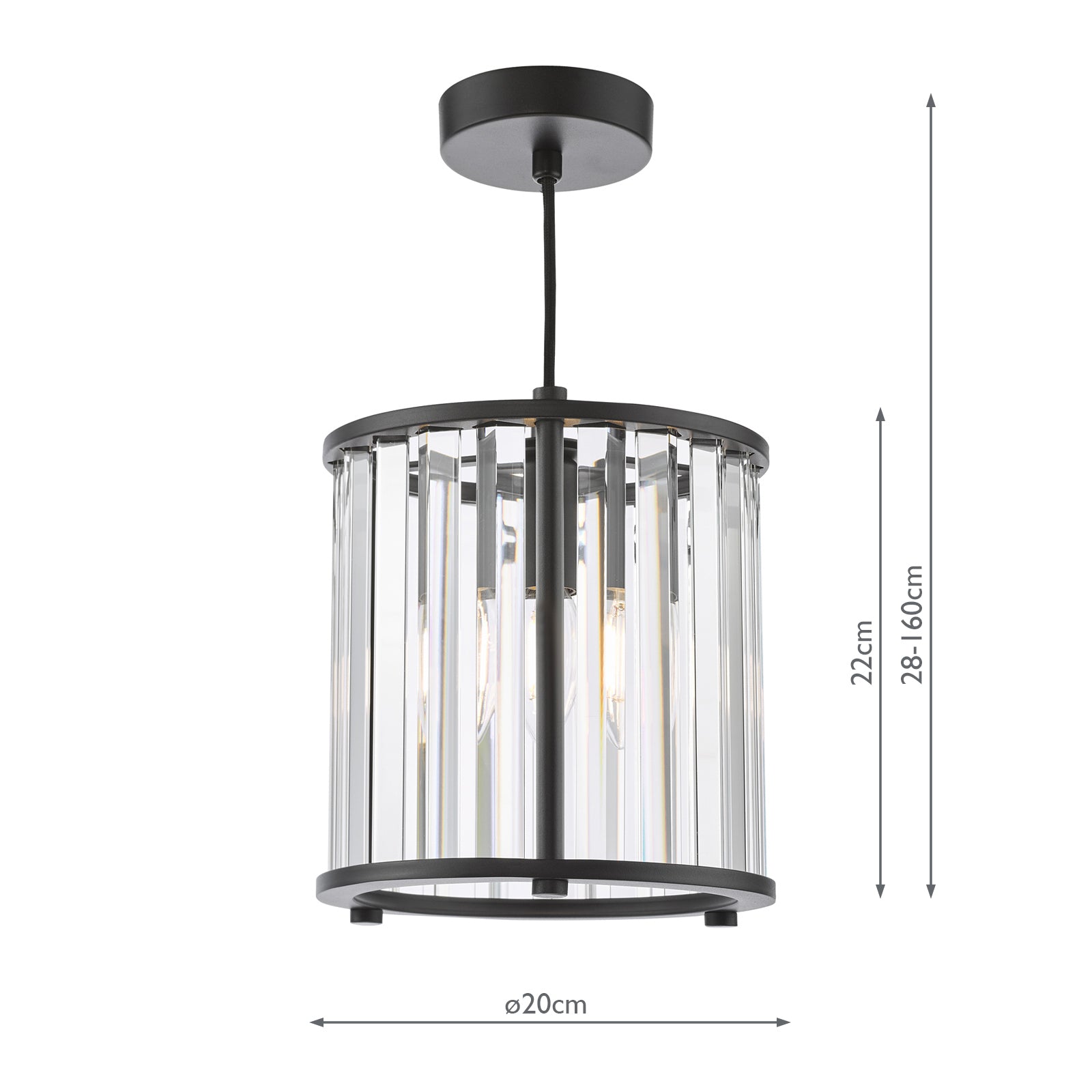 Kiran Pendant Satin Black and Crystal