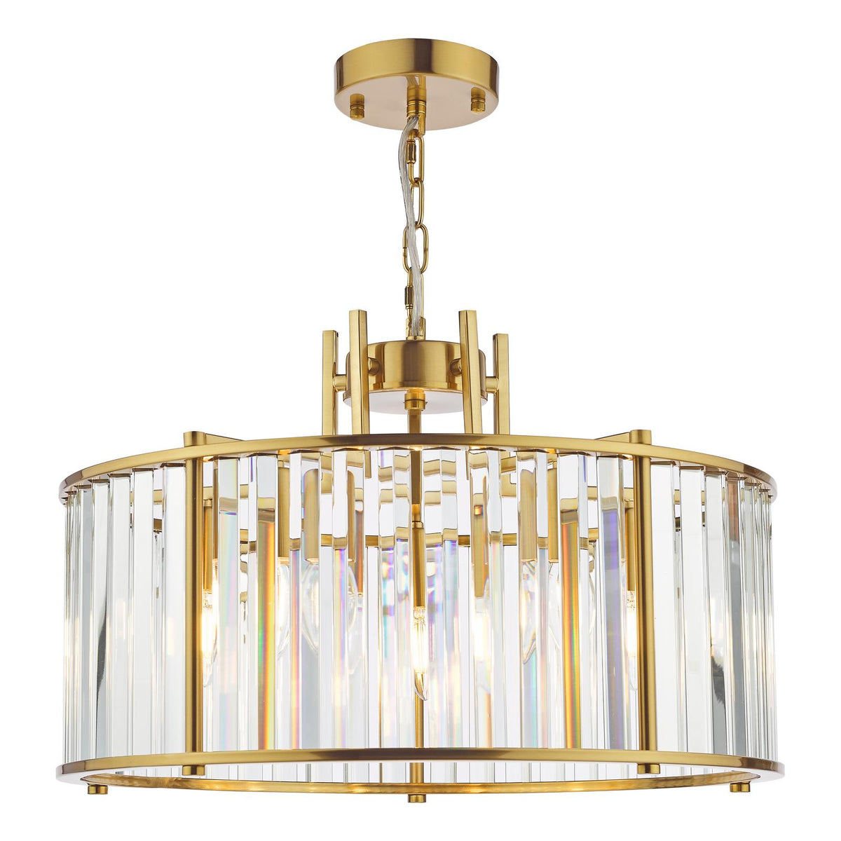 Kiran 5 Light Pendant Natural Brass and Crystal