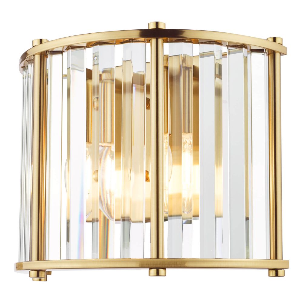 Kiran 2 Light Wall Light Natural Brass and Crystal