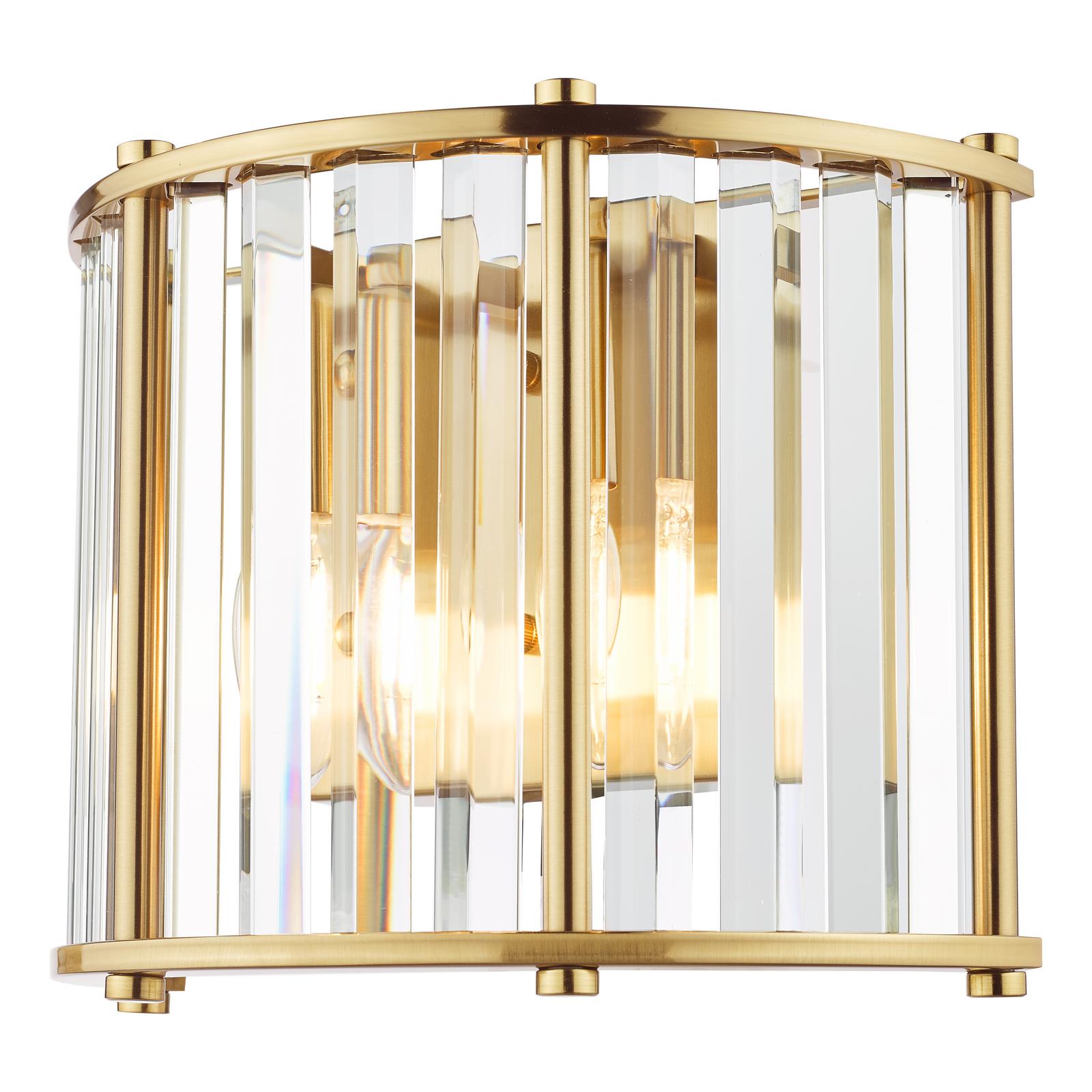 Kiran 2 Light Wall Light Natural Brass and Crystal