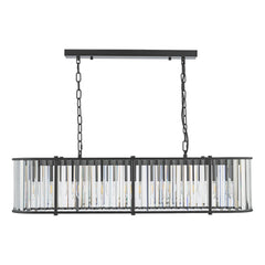 Kiran 7 Light Bar Pendant Satin Black and Crystal