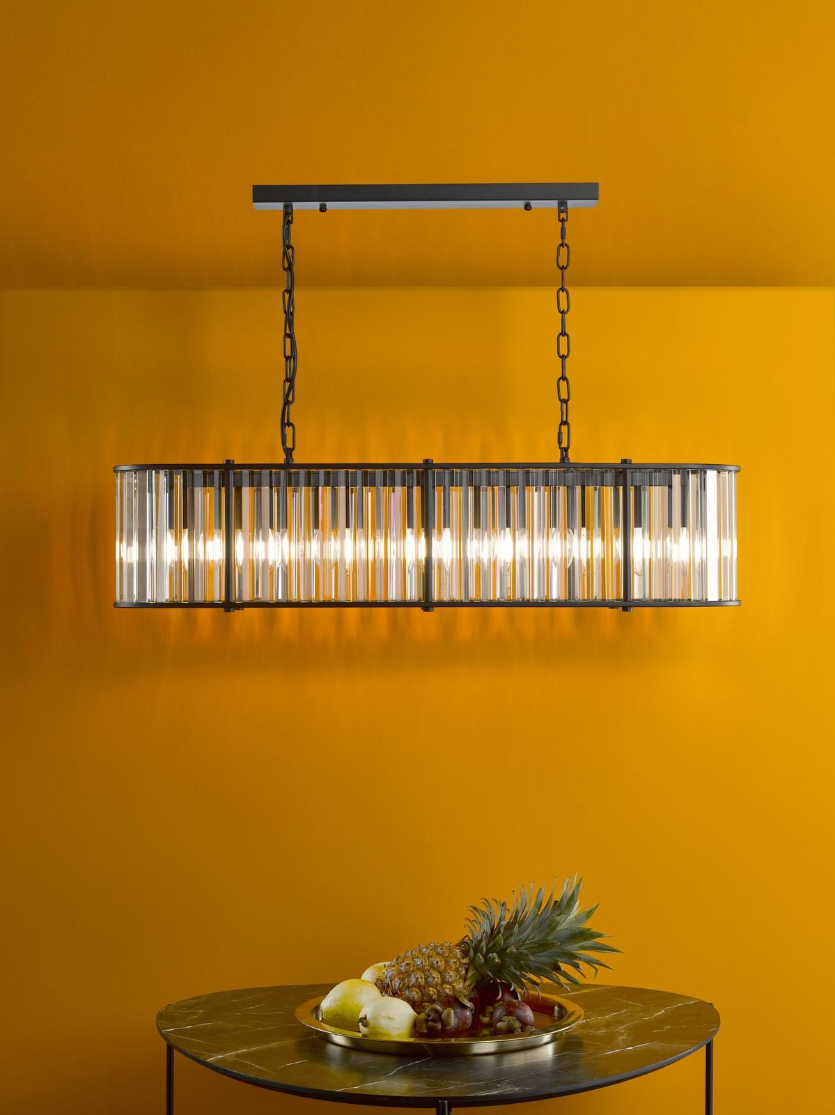 Kiran 7 Light Bar Pendant Satin Black and Crystal