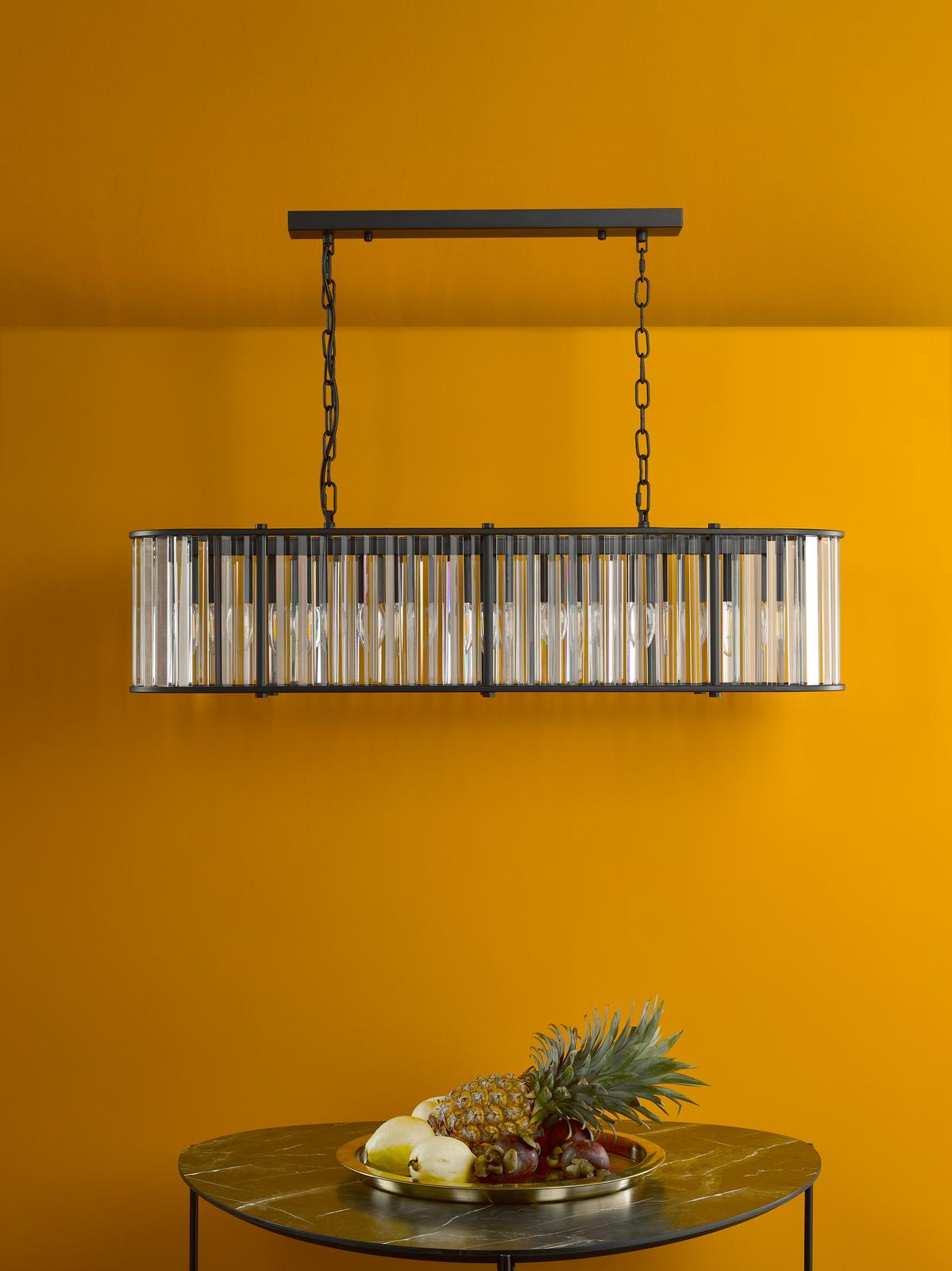 Kiran 7 Light Bar Pendant Satin Black and Crystal