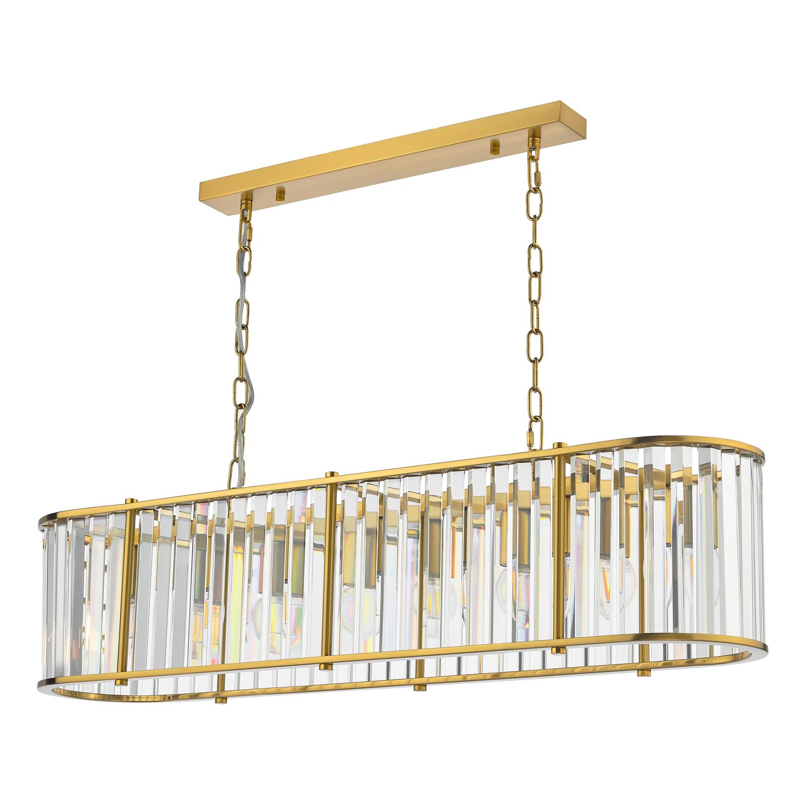 Kiran 7 Light Bar Pendant Natural Brass and Crystal