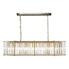 Kiran 7 Light Bar Pendant Natural Brass and Crystal