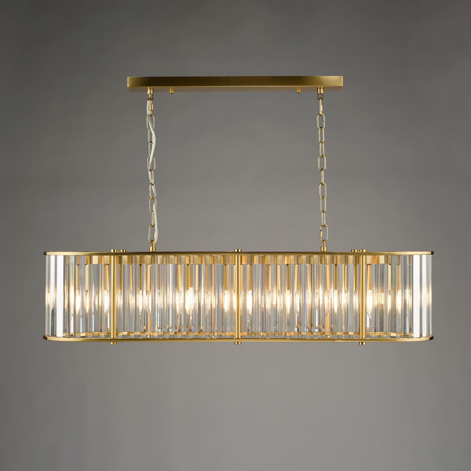 Kiran 7 Light Bar Pendant Natural Brass and Crystal