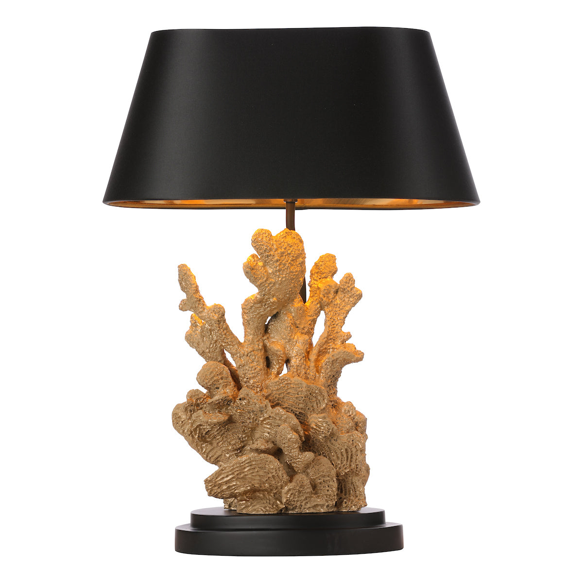Korallion Gold and black Table lamp by David Hunt Lighting shown with the Lexington Soot and gold shade