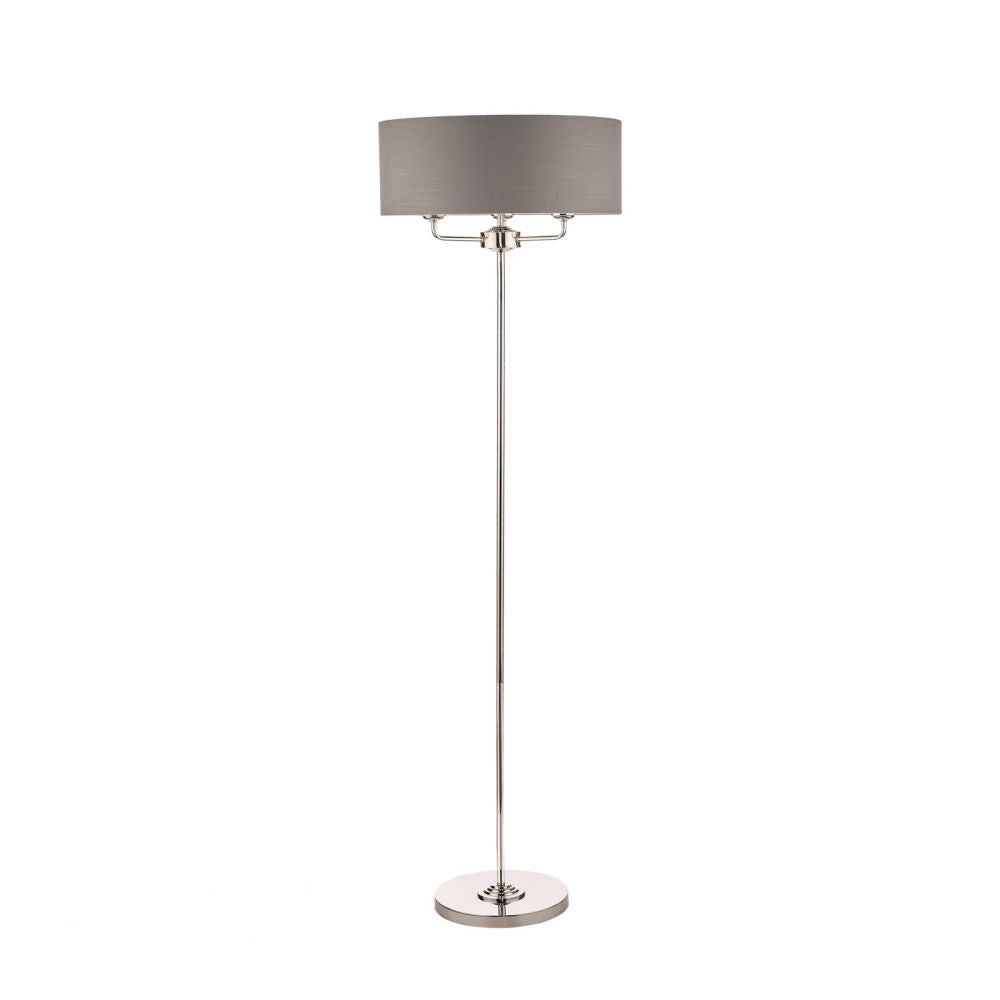 Laura Ashley Sorrento Floor Lamp 3 Light Polished Nickel Charcoal Shade