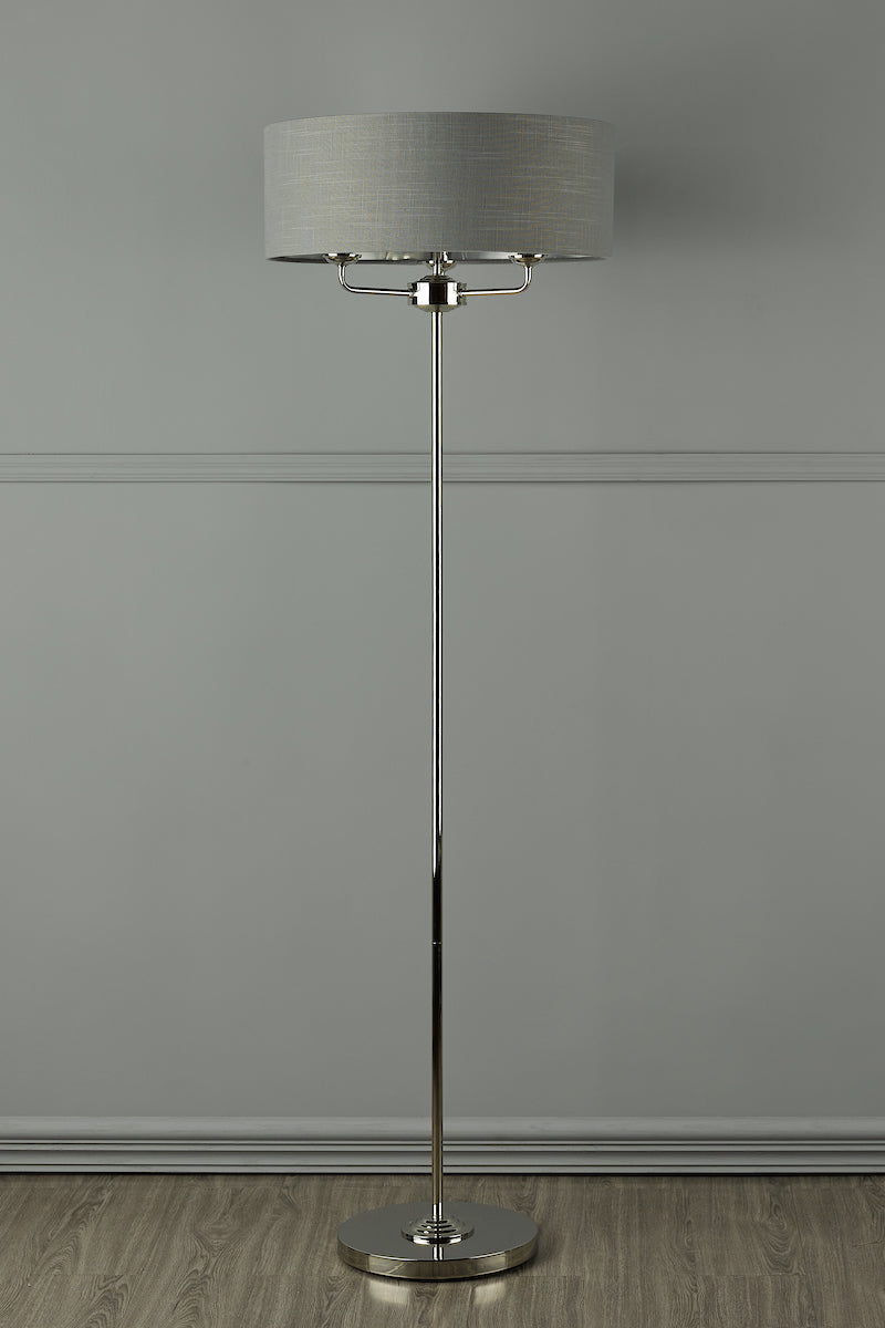 Laura Ashley Sorrento Floor Lamp 3 Light Polished Nickel Silver Shade
