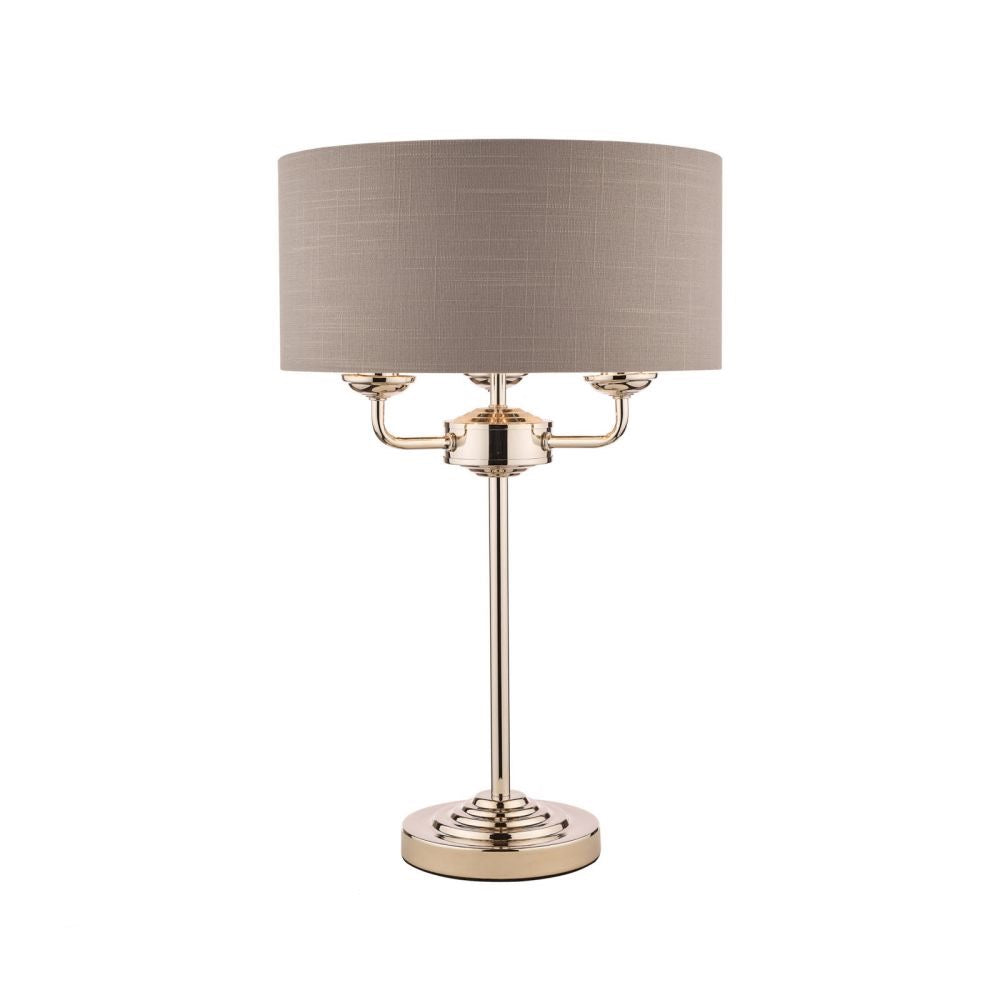 Laura Ashley Sorrento Table Lamp 3 Light Polished Nickel Charcoal Shade
