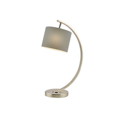 Laura Ashley Noah Polished Nickel / Chrome 1 Light Table Lamp Grey Shade