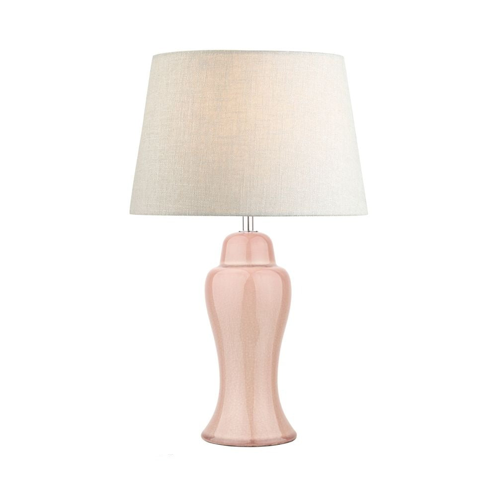 Laura Ashley Regina Small Table Lamp Pink Blush Polished Chrome Base Only