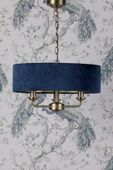 Laura Ashley Sorrento 3 Light Antique Brass Blue Shade