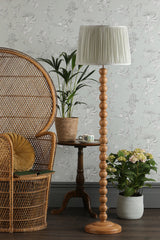 Laura Ashley Maria Floor Lamp Wood and Antique Brass