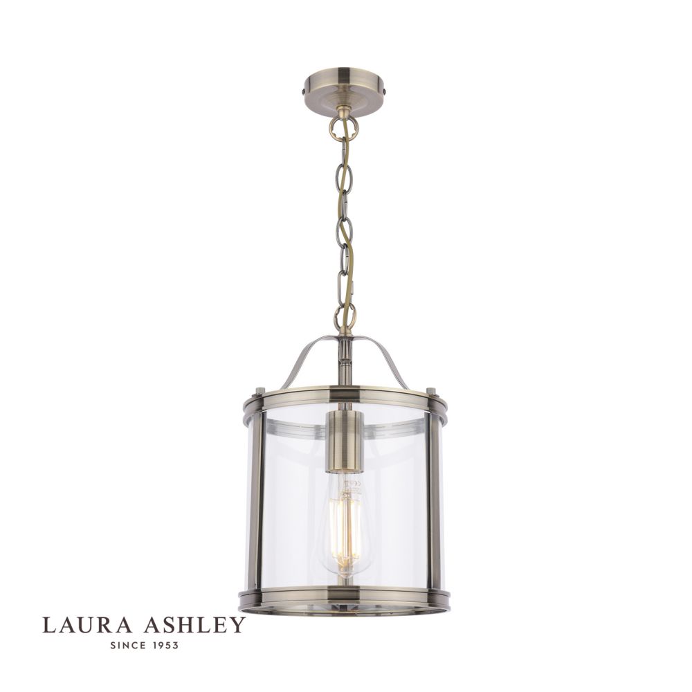 Laura Ashley Harrington Single Lantern Antique Brass