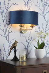 Laura Ashley Sorrento Wall Light Antique Brass Blue Shade