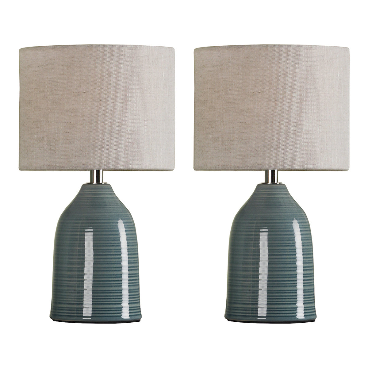 Laura Ashley Penny Twin Pack Table Lamp Grey With Shade