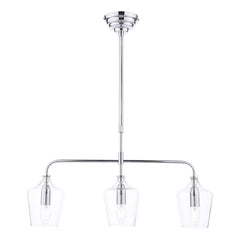 Laura Ashley Ockley 3 Bar Pendant Polished Chrome Clear Glass