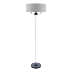 Laura Ashley Sorrento Black 3 Light Floor Lamp With Natural Shade
