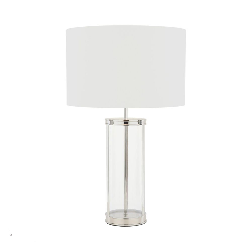 Laura Ashley Harrington Large Table Lamp Polished Nickel and Glass With Shade