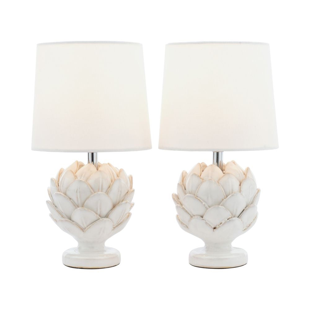 Laura Ashley Artichoke Twin Pack Table Lamp Cream with Shade