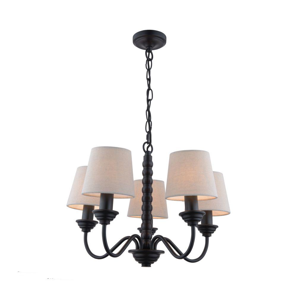 Laura Ashley Norbury 5 Light Armed Pendant Matt Black With Shade