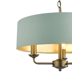 Laura Ashley Sorrento 3 Light Shadelier Matt Antique Brass and Green With Shade