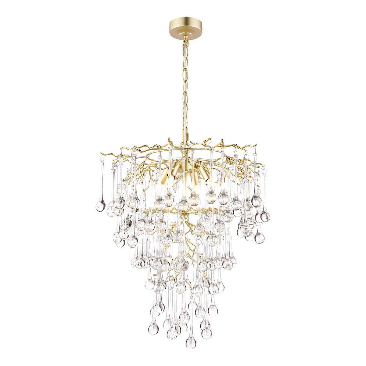 Laura Ashley Willow 4 Light Pendant Satin Champagne and Crystal
