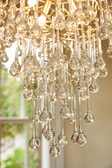 Laura Ashley Willow 4 Light Pendant Satin Champagne and Crystal
