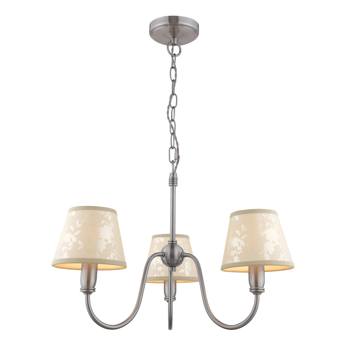 Laura Ashley Westbourne 3 Light Armed Pendant Polished Pewter With Shade