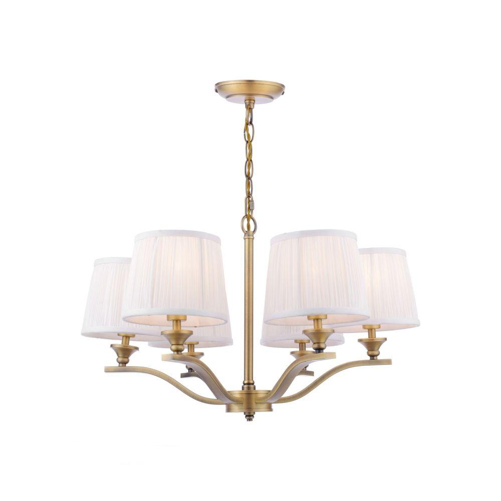 Laura Ashley Hemsley 6 Light Chandelier Matt Antique Brass With Shade