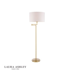 Laura Ashley Marlowe Swing Arm Floor Lamp Antique Brass with Shade