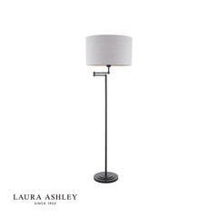 Laura Ashley Marlowe Swing Arm Floor Lamp Matt Black with Shade