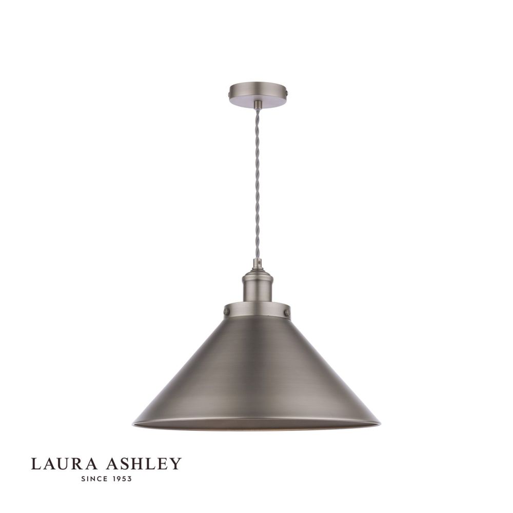 Laura Ashley Rufus Grande Pendant Industrial Nickel