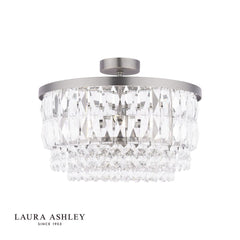 Laura Ashley Rhosill 3 Semi Flush Light Glass and Aged Pewter