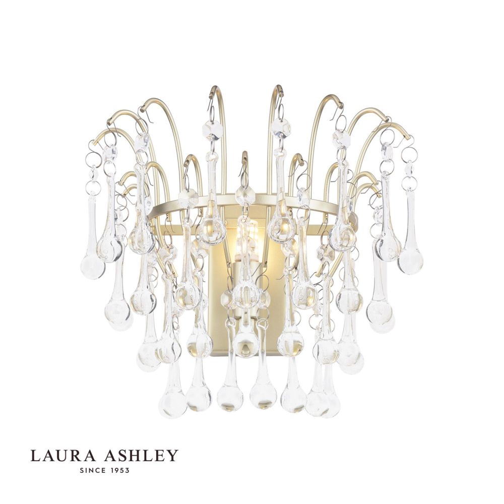 Laura Ashley Willow Wall Light Satin Champagne and Crystal