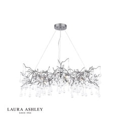 Laura Ashley Willow 5lt Pendant Satin Pewter Crystal