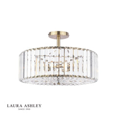 Laura Ashley Fernhurst 4 Light Semi-Flush Crystal and Antique Brass