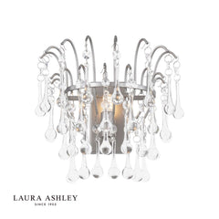 Laura Ashley Willow Wall Light Satin Pewter and Crystal