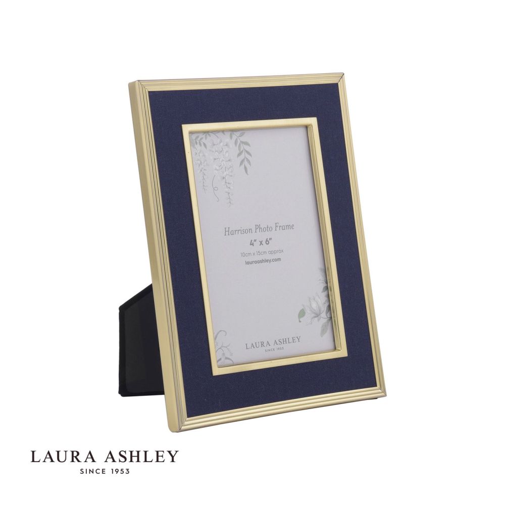 Laura Ashley Harrison Photo Frame Brushed Brass and Blue 4 x 6