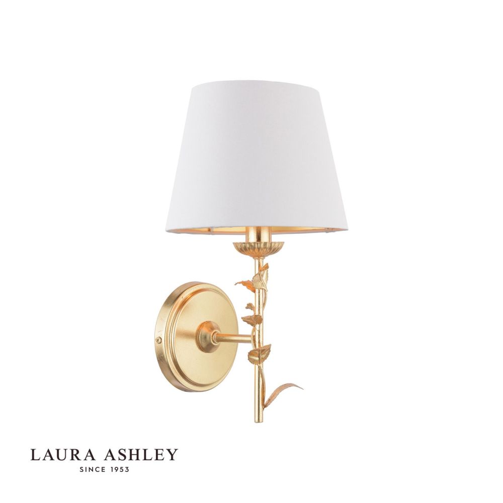 Laura Ashley Halton Wall Light Distressed Gold Leaf With Shade