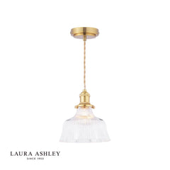 Laura Ashley Theodore Pendant Antique Brass and Ribbed Glass