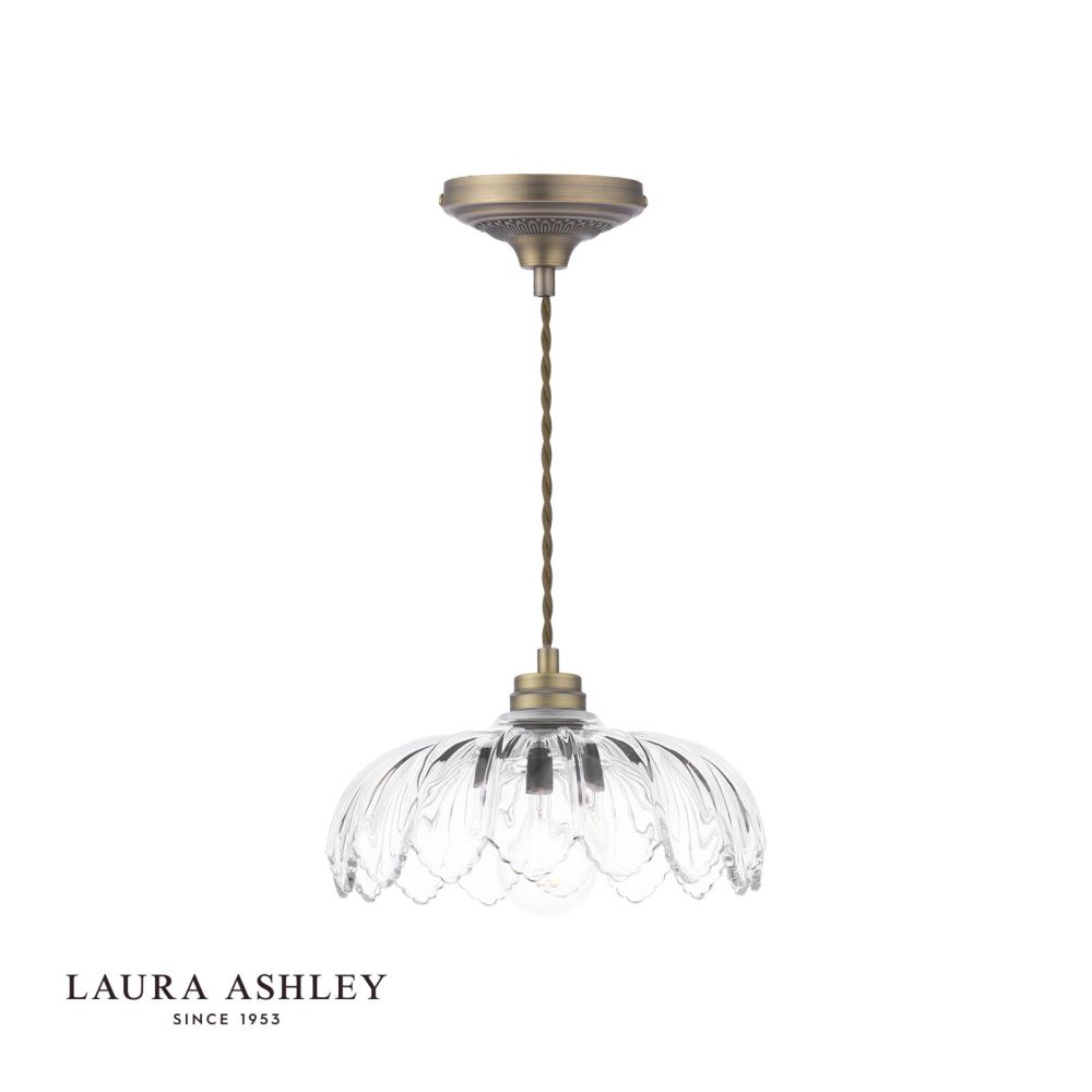 Laura Ashley Bexwell Pendant Matt Antique Brass and Glass