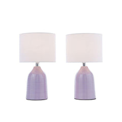 Laura Ashley Penny Twin Pack Table Lamp Purple With Shade